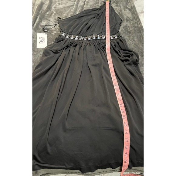 NWT Dolce & Gabbana Midi Black Coctail Dress One Strap Beaded Zip 44 - Picture 10 of 14